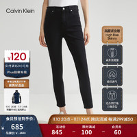 Calvin Klein Jeans春秋女士高腰合体紧身版微弹黑色水洗牛仔裤J217338 1BY-牛仔黑 28