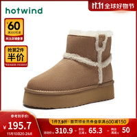 热风冬季女士休闲靴雪地靴平底女士短靴休闲加绒保暖户外 02棕色 38(正码)