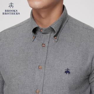 布克兄弟（BrooksBrothers）男士23新扣结领法兰绒修身美式休闲衬衫 0007-灰色 S