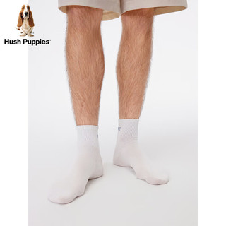 Hush Puppies暇步士男士2024春字母刺绣简约白色中筒袜一双装 019白色1 均码