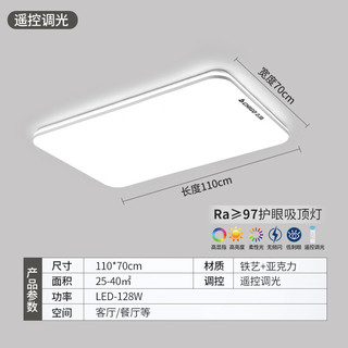 志高led客厅灯卧室高亮无频闪吸顶灯饰全屋三室两厅现代简约中山灯具 护眼丨110*70cm/遥控调光128W