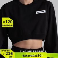 Monster Guardians运动卫衣女 黑色基础款宽松潮流圆领落肩长袖卫衣 黑色 Black(卫衣) S