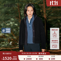 AIGLE 艾高 20保暖时尚耐穿全按扣抓绒衣外套女 黑色 AO218 36(160/84A)