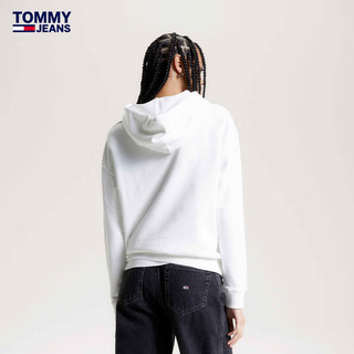 TOMMY JEANS女装纯棉美式街头刺绣宽松连帽卫衣DW0DW15411 白色YBR S