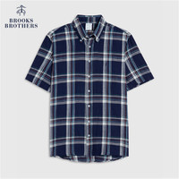 补贴购、限尺码：Brooks Brothers 男士夏新斜纹棉布修身休闲短袖衬衫