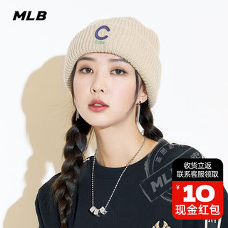 MLB男女同款毛线帽 刺绣小标帽子秋冬3ABNM1126 芝加哥小熊队/奶油色 F