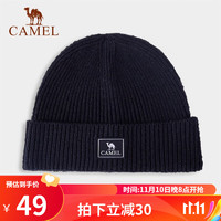 骆驼（CAMEL） 骆驼针织帽冬季保暖防寒防风冷帽头套休闲运动复古毛线帽 1J32264465，黑色 均码