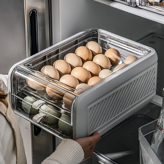 冰箱用放鸡蛋收纳盒筐格抽屉式防摔厨房储存保鲜多层装鸡蛋的盒子