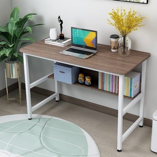 PLUS会员：木以成居 电脑桌台式 双层书房书桌书架组合简约办公家用写字桌子橡木色