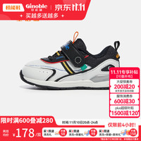Ginoble 基诺浦 学步鞋 秋款1-5岁儿童机能鞋幼儿童鞋男女宝宝软底 TXG1193 白色/黑色 150mm_内长16/脚长14.6-15.5cm
