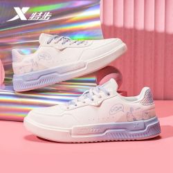 xtep 特步 板鞋萌宠休闲鞋女鞋轻便百搭潮鞋子运动鞋小白鞋女