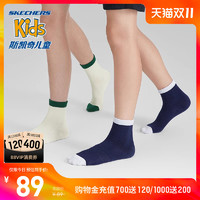 SKECHERS 斯凯奇 新款儿童舒适保暖中筒袜休闲运动男童袜子3对装