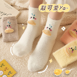 厚袜子女冬季加绒可爱卡通睡眠袜月子袜珊瑚绒袜地板袜水貂绒袜子