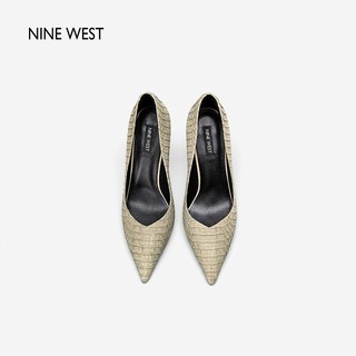 NINE WEST 玖熙 高跟鞋2023新款细跟尖头高端时尚女鞋真皮复古单鞋