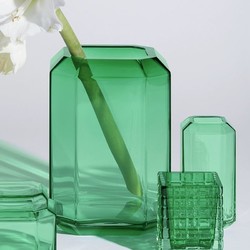 Louise Roe丹麦进口 北欧ins风玻璃花瓶 Jewel Green绿色透明瓶子