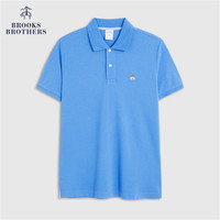 Brooks Brothers 男士23夏新纯棉翻领撞色LOGO短袖POLO衫