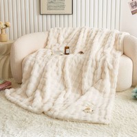 CROWN 皇冠 泡泡毯冬季毯子办公家用多场景保暖仿兔毛