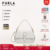 FURLA 芙拉 [双11狂欢价]FURLA芙拉FLOW中号牛皮女士通勤手提包 棉花糖白