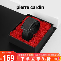 皮尔·卡丹 皮尔卡丹（pierre cardin）皮带男士 头层牛皮自动扣商务腰带休闲裤带精致礼盒装 J0A826Z-591102A黑色