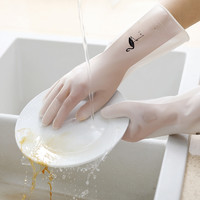 影致 家务手套透白款洗衣防水PVC家用清洁防滑耐用型厨房洗碗胶皮