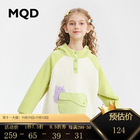 MQD2023童装女童奥粒绒卫衣冬装儿童加绒加厚保暖圆领上衣潮 米白 160cm