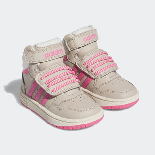 adidas阿迪达斯轻运动HOOPS 3.0女婴童冬季休闲中帮篮球运动鞋 深卡其色/汉玉白/粉色 26(150mm)