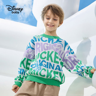 迪士尼（DISNEY）童装儿童男童圆领毛衫时尚打底毛衣DB331HE06旋转字母米奇130