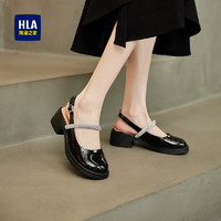 HLA 海澜之家 女鞋轻便粗跟单鞋休闲百搭包头凉鞋HDADXW2ACU037 黑色37