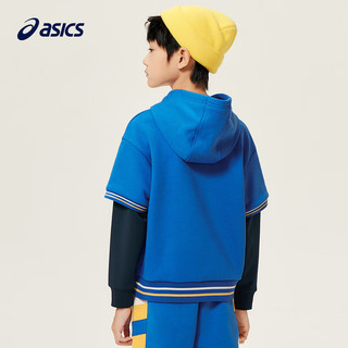 asics/亚瑟士童装卫衣2023冬男女儿童保暖加厚假两件连帽卫衣 300绿色 150cm