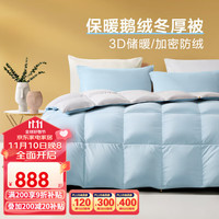 富安娜 FUANNA羽绒被 秋冬保暖白鹅绒撞色羽绒被芯双人保暖被褥 冬被(白鹅绒+磨毛防羽) 230*229cm