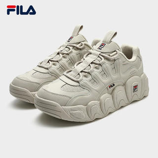 FILA 斐乐 男鞋复古运动鞋2023冬加绒可颂鞋休闲鞋老爹鞋 燕麦色-OM 41