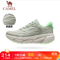 CAMEL 骆驼 追云运动鞋男冬革面加绒防水缓震抓地防滑慢跑鞋女 K23C026044，雾灰/青柠，女（革面） 35