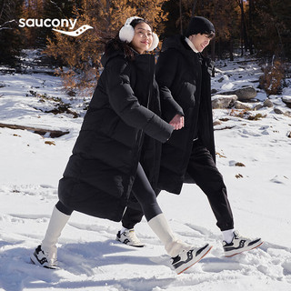 Saucony索康尼中长款羽绒服秋冬保暖加厚白鸭绒羽绒服男 正黑色 3XL