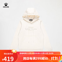 卡尔美（KELME）连帽卫衣女加绒加厚通勤套头衫休闲上衣 光学白 M【160/84A】