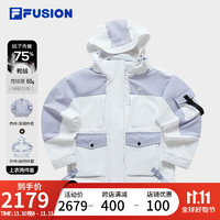 FILA FUSION斐乐潮牌羽绒服两件套女2023冬时尚撞色连帽外套 标准白-WT 160/80A/S