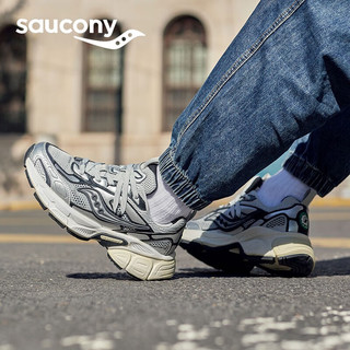 Saucony索康尼2K CAVALRY骑士鞋休闲鞋秋冬男女复古老爹鞋 银黑1 35.5 (215mm)