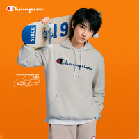 Champion【王俊凯同款】冠军卫衣男美式学院复古加绒加厚连帽上衣 灰色 M