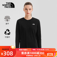 THE NORTH FACE 北面 长袖T恤女款吸湿快干户外运动上衣秋冬7QUI JK3/黑色 XXL/175