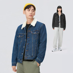 Levi's 李维斯 男士牛仔夹克棉服外套仿羊羔绒领复古潮流保暖 黑色