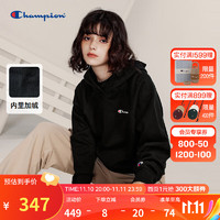 ChampionChampion冬闺蜜刺绣LOGO连帽套头卫衣女款上衣清新 黑色 S