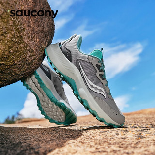 saucony 索康尼 AURA TR女鞋户外越野跑鞋低帮徒步鞋防滑耐磨登山运动鞋子 灰兰13 38.5