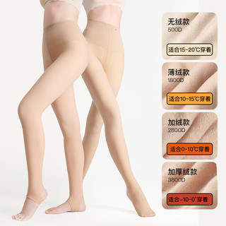 ubras23年光腿双层连裤袜子打底裤袜丝袜女 【10~15℃-连脚款】-黑色 L