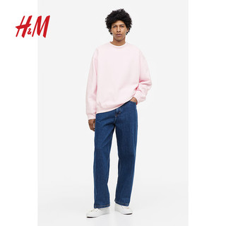 H&M男装卫衣简约套头圆领休闲长袖上衣0970818 粉色 170/92A