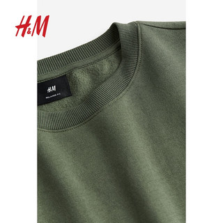 H&M男装卫衣简约套头圆领休闲长袖上衣0970818 深绿色 175/100A