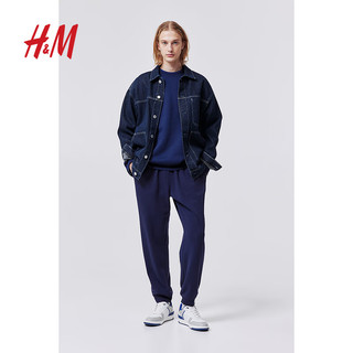 H&M男装卫衣简约套头圆领休闲长袖上衣0970818 深蓝色 170/92A