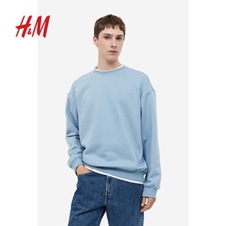 H&M男装卫衣简约套头圆领休闲长袖上衣0970818 混浅灰色 180/124A
