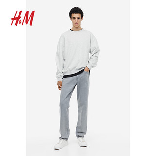 H&M 男装卫衣简约套头圆领休闲长袖上衣0970818 混浅灰色 175/100A