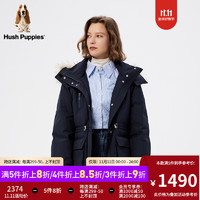 Hush Puppies暇步士女装工装风中长款貉子毛领羽绒服 196深蓝 L