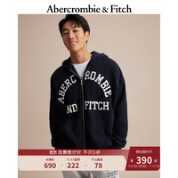 ABERCROMBIE & FITCH【美式学院标志】男女同款 秋冬外套连帽拉链抓绒卫衣 354004-1 海军蓝 XS (170/84A)