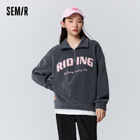 森马（Semir）森马卫衣女摇粒绒宽松字母立领衣服假两件 灰色调00322 160/84A/M